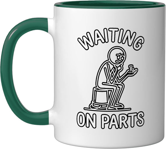 Waiting On Parts Funny Mechanic Stick Figure Ceramic Mug