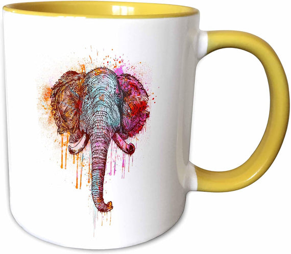 Elephant Head Watercolor Painting Ceramic Mug