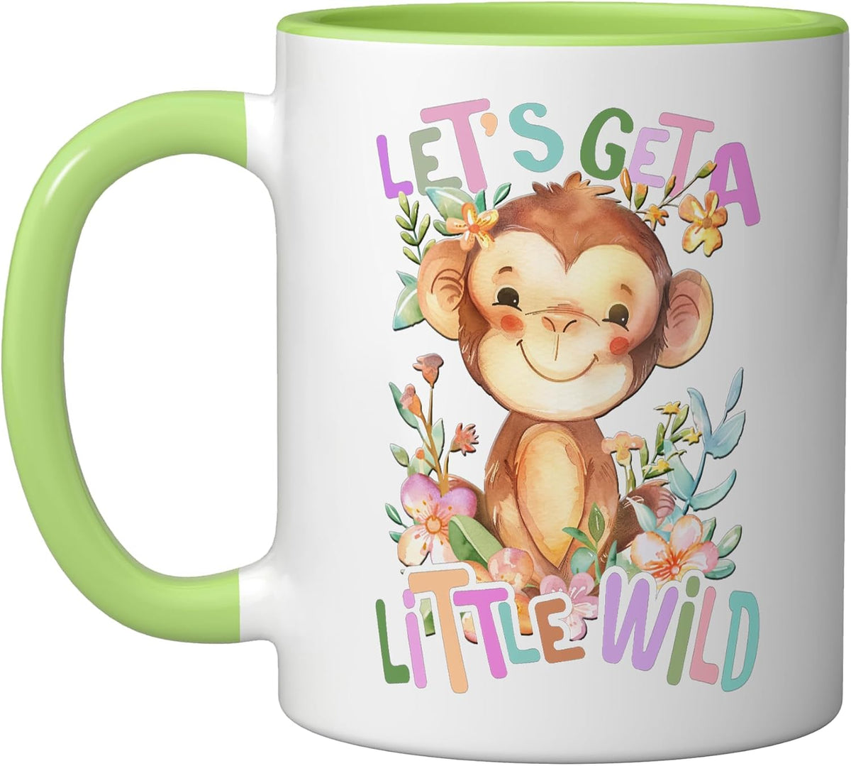Baby Monkey With Flowers A Little Wild Ape Monkeys Ceramic Mug