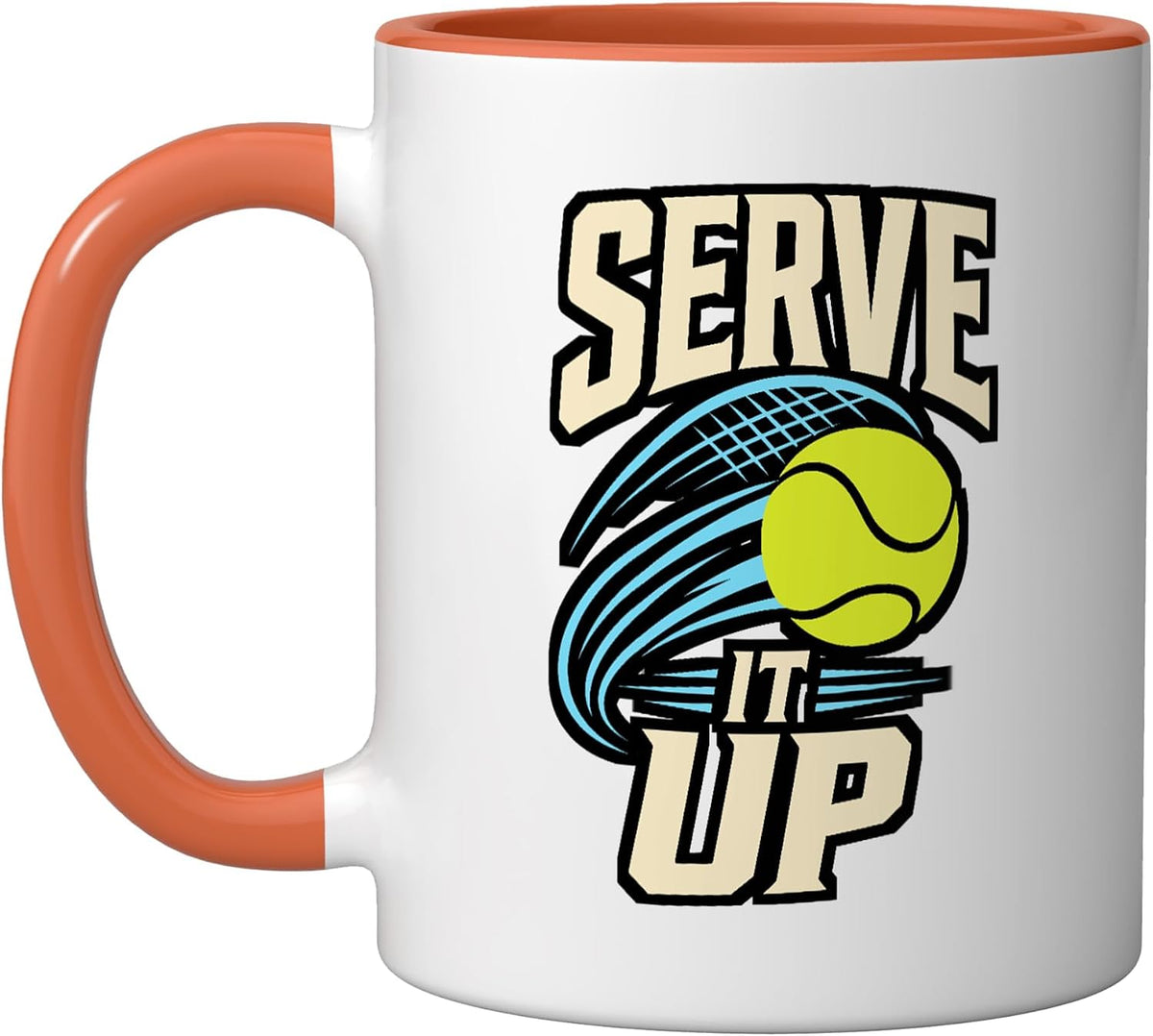 Serve It Up Tennis Racket Ball Player Ceramic Mug