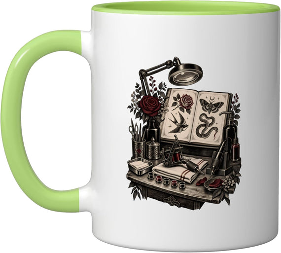 Tattoo Artist Workbench Traditional Ink Studio Ceramic Mug
