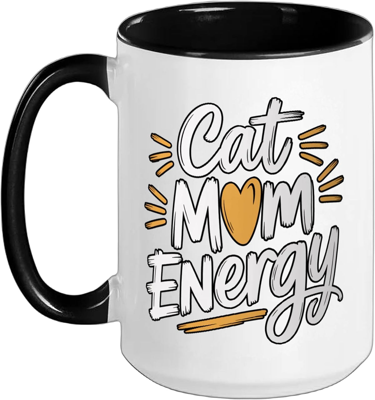 Cat Mom Energy Heart Design Ceramic Mug
