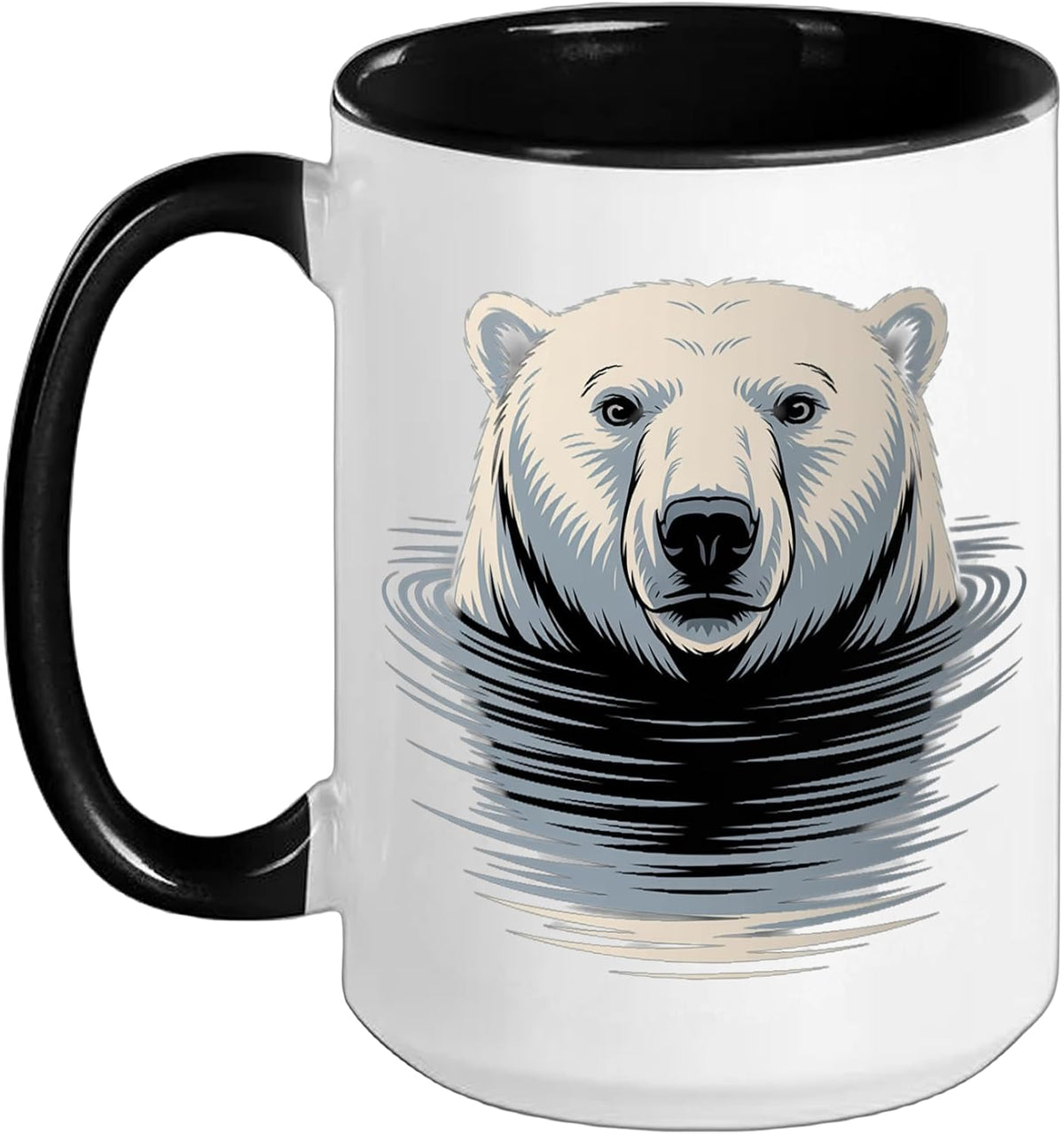 Polar Bear Swimming Ocean Scene Ceramic Mug