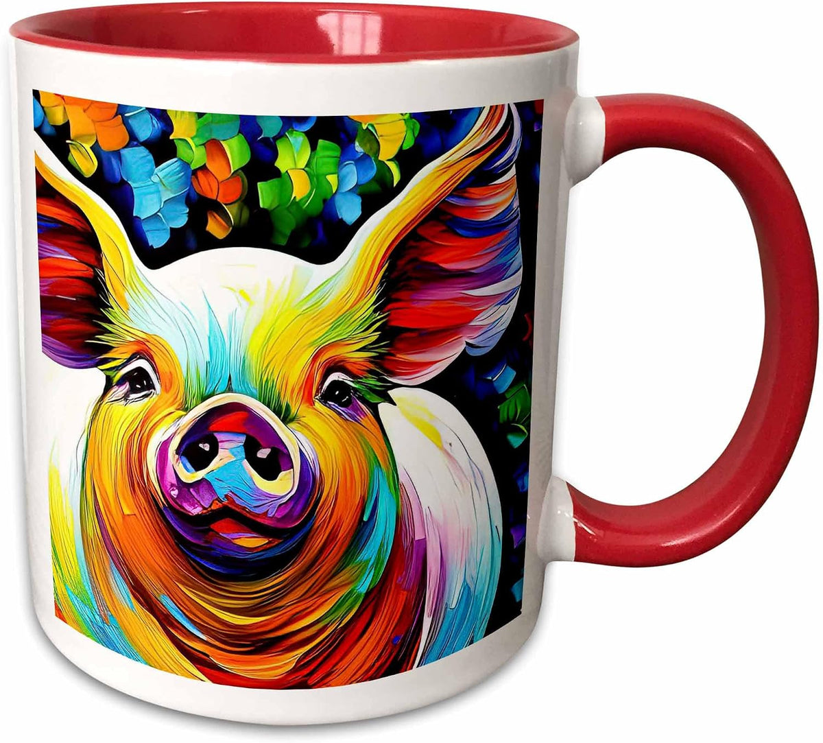Chic Pig Colorful Digital Portrait. Funny Home Ceramic Mug