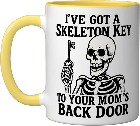 Skeleton Key Mom Joke Crude Halloween Innuendo Design Ceramic Mug
