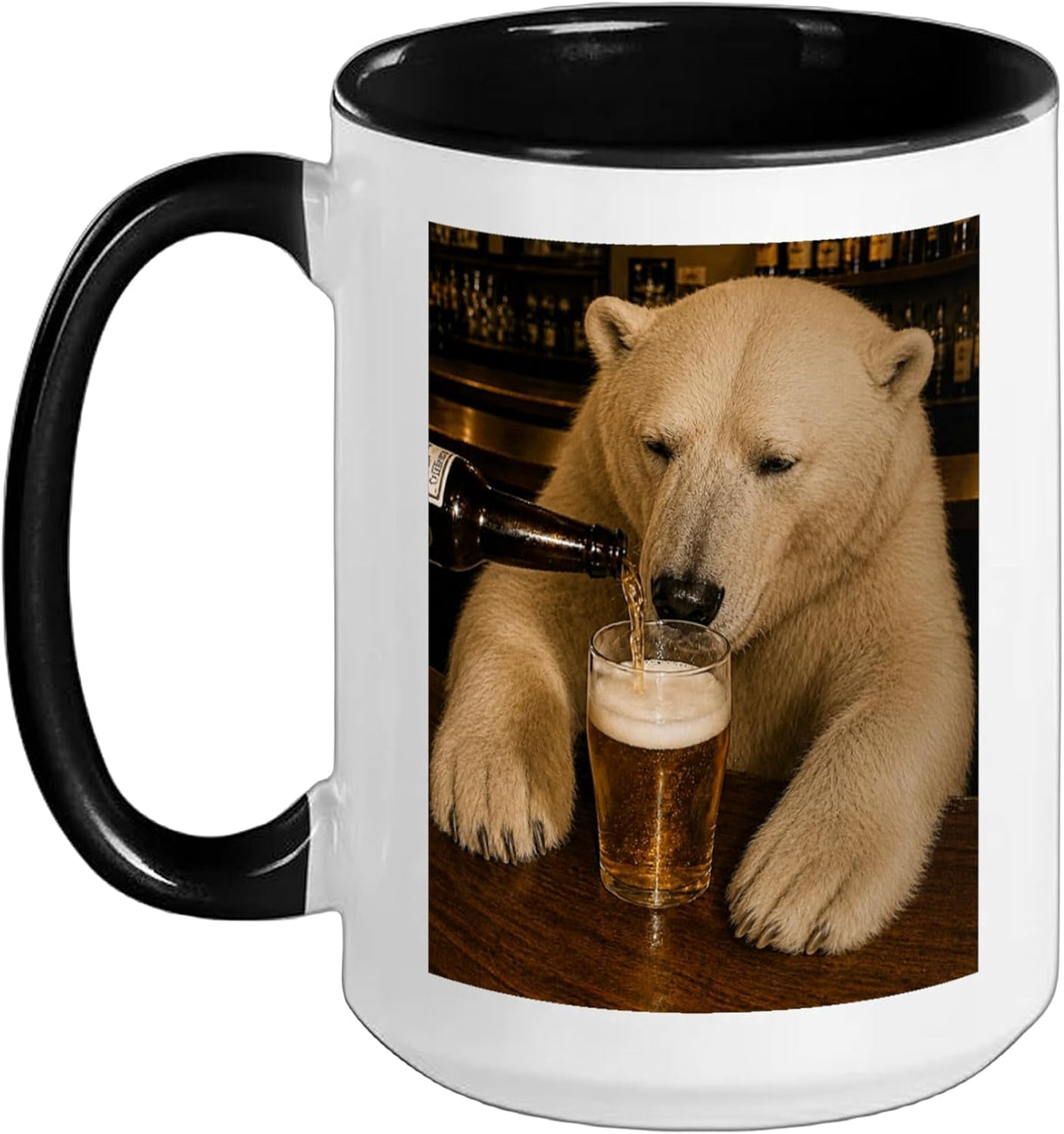 Funny Polar Bear Drinking Beer Meme Ceramic Mug