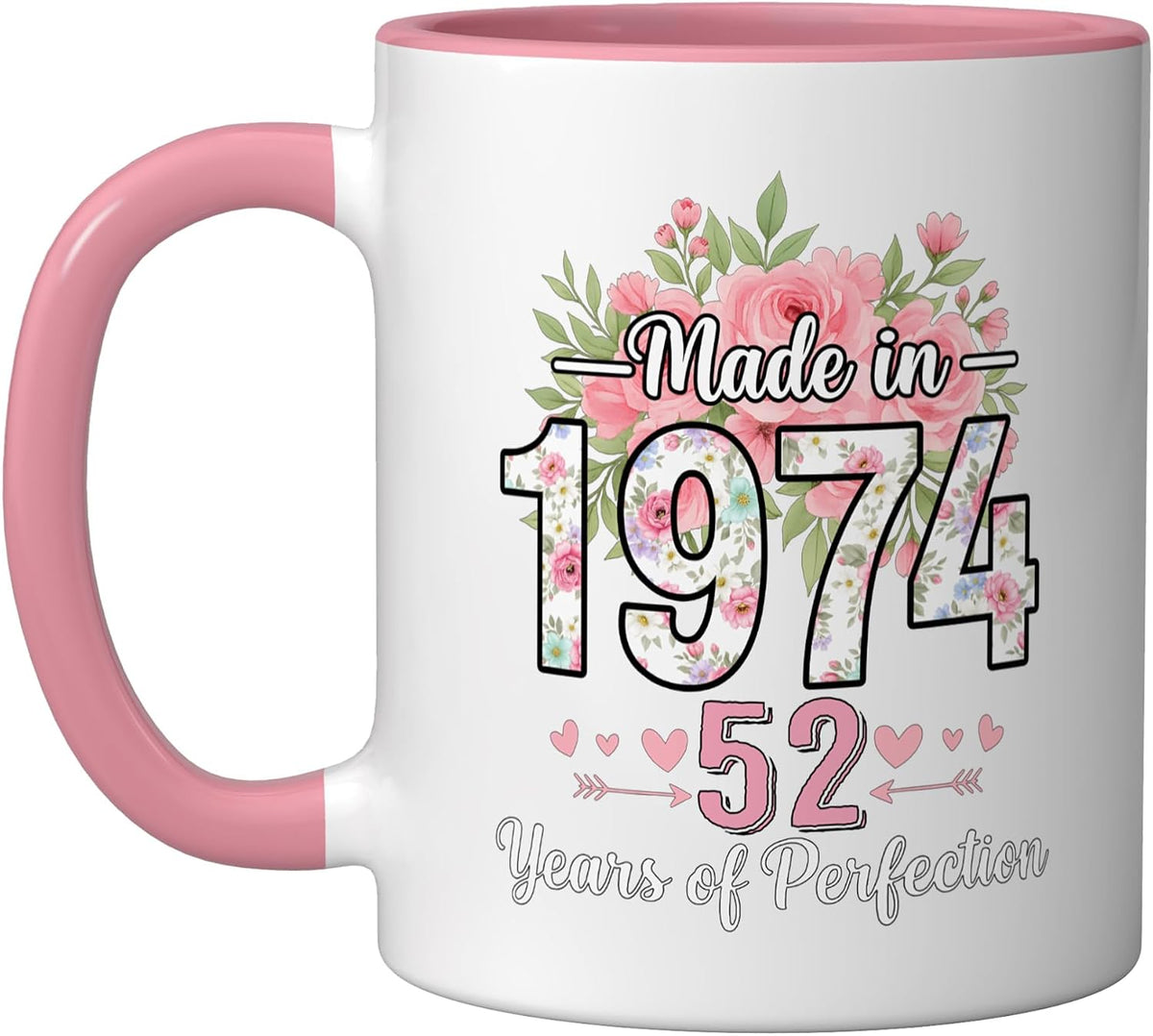 Made In 1974 Floral 52nd Birthday Gifts Women 52 Years Old Ceramic Mug