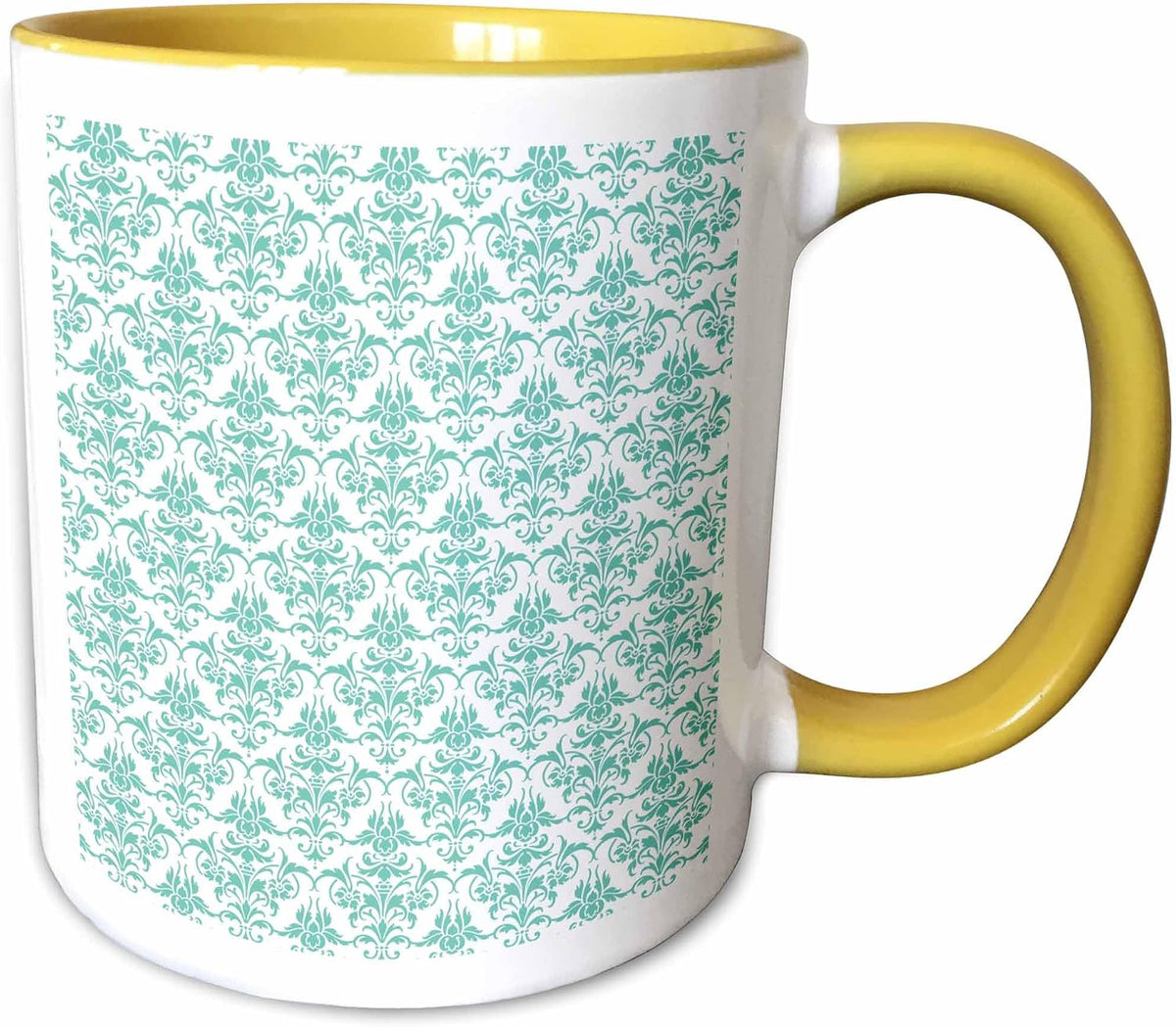 Cool Aqua Colored Damask Pattern Ceramic Mug