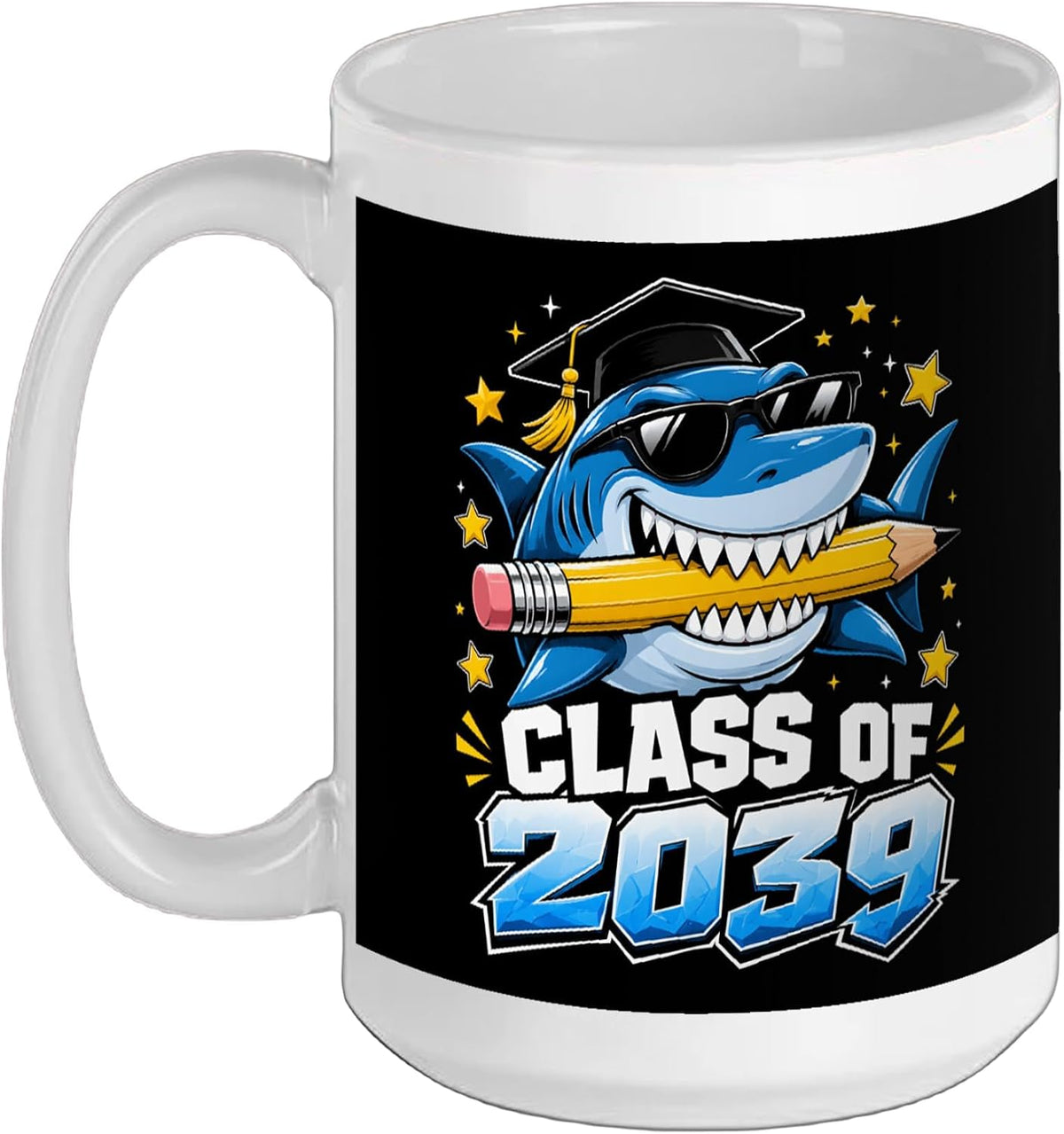 Class Of 2039 Grow With Me Shark Graduate Funny Ceramic Mug