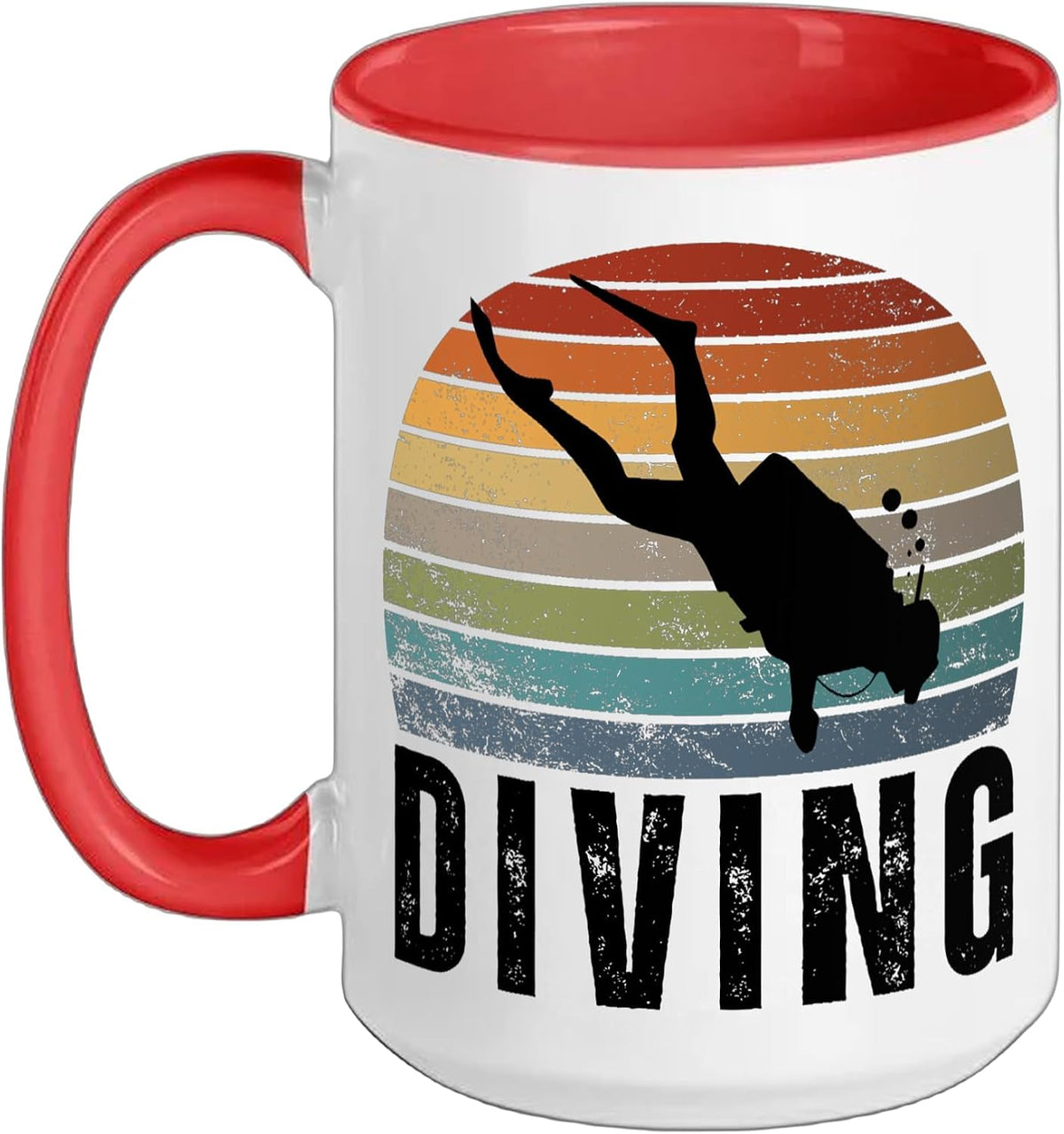 Diving Vintage Retro 70s Design Scuba Diving Diver Ceramic Mug