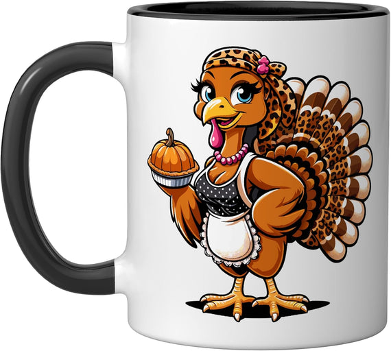 Cute Thanksgiving Turkey Leopard Fall Ceramic Mug