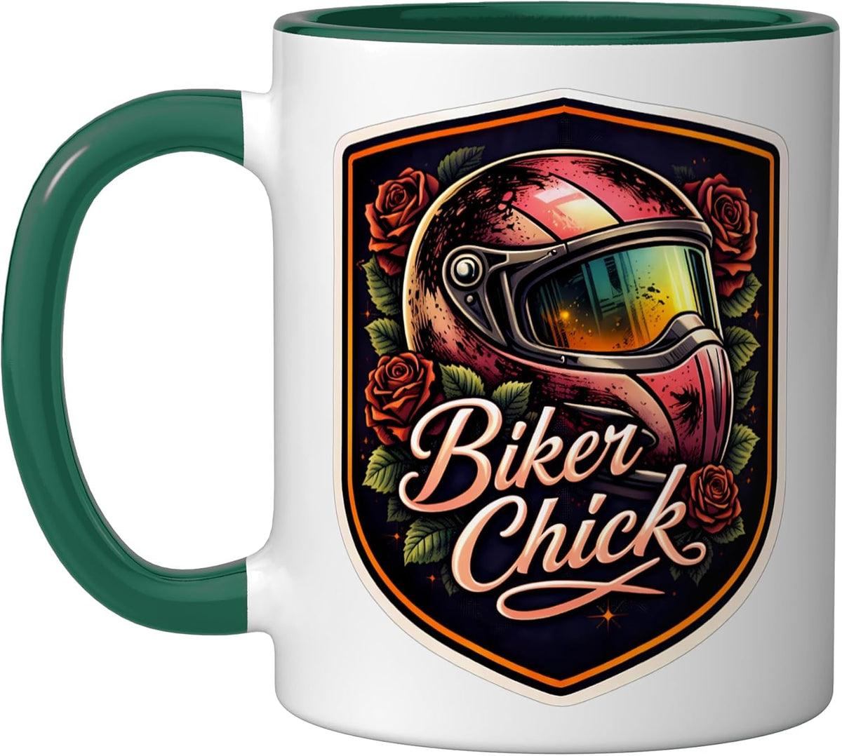 Biker Chick Womens Motorbike Rider Motorcycle Floral Girl Ceramic Mug