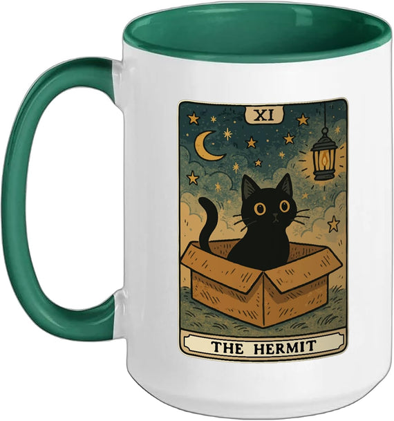 The Hermit Tarot Card Cat In Box Mystic Funny Cat Ceramic Mug