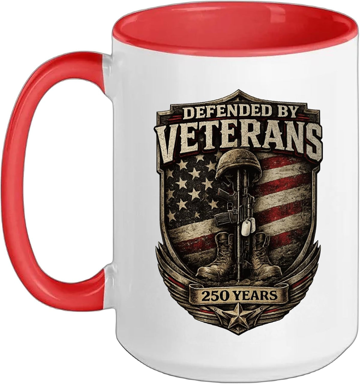 Veterans 250 America Anniversary Patriotic Freedom Ceramic Mug