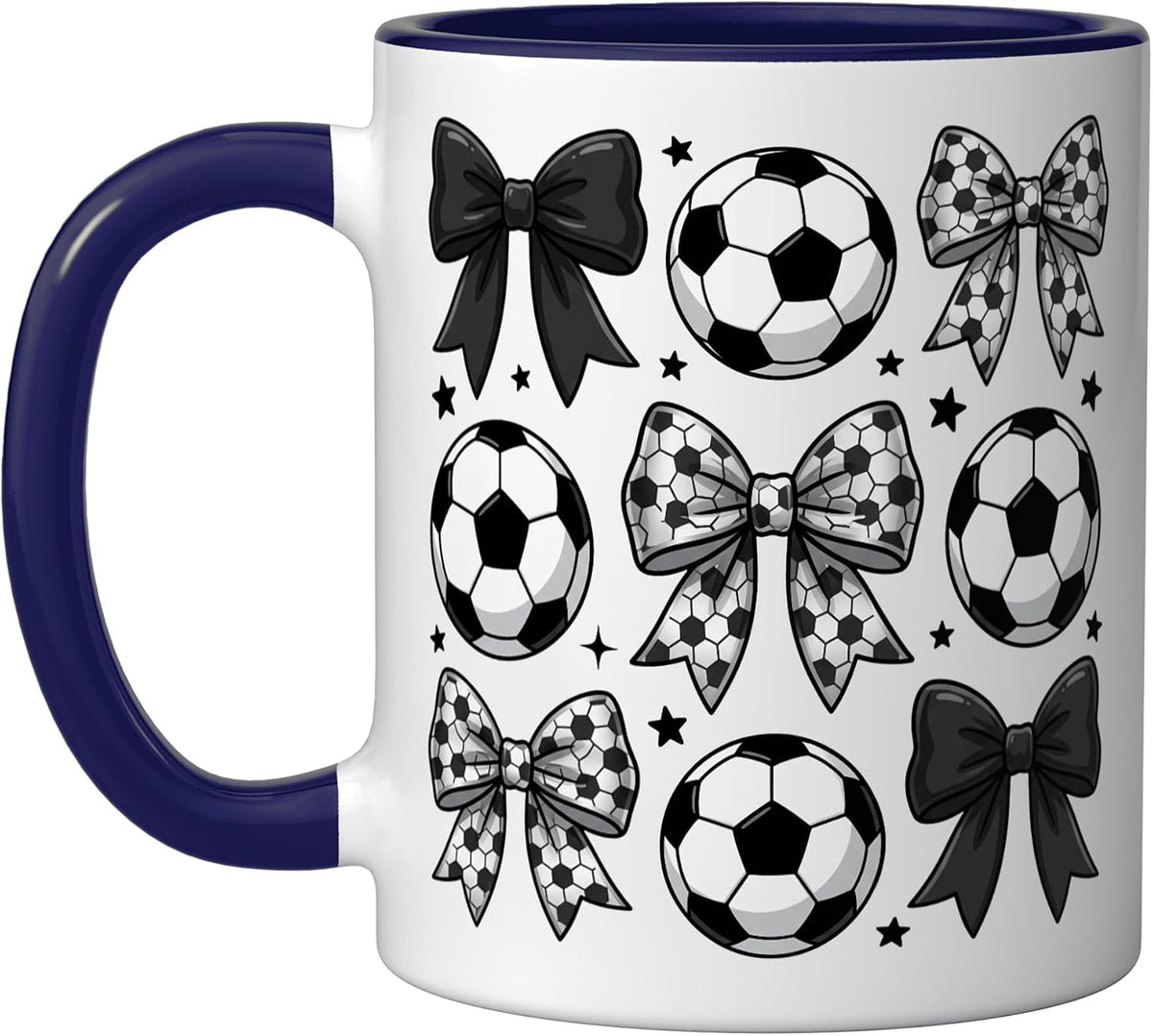 Soccer Girl Coquette Bow Soccer Balls Bows Football Youth Ceramic Mug