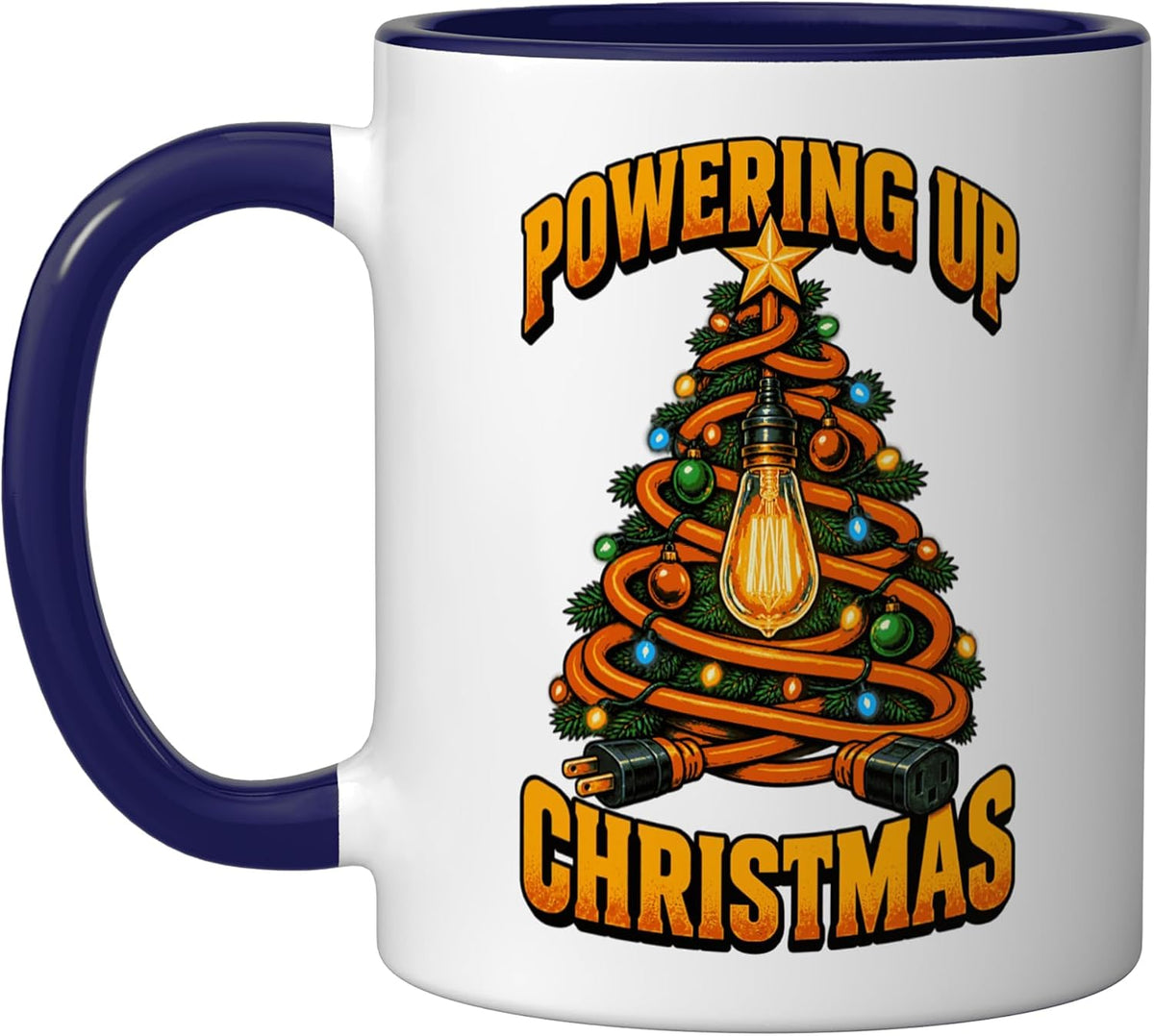Electrician Christmas Tree with Lights and Power Cord Ceramic Mug
