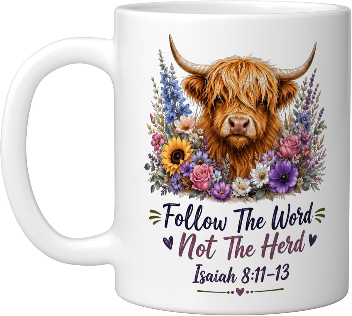 Follow The Word Not Herd Christian Western Highland Cow Ceramic Mug