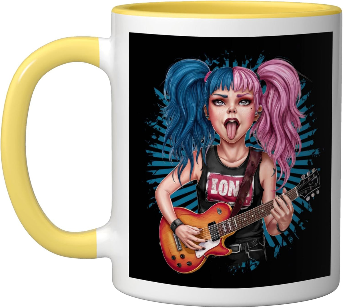 Punk Woman With Guitar For Punk Music Fans Ceramic Mug