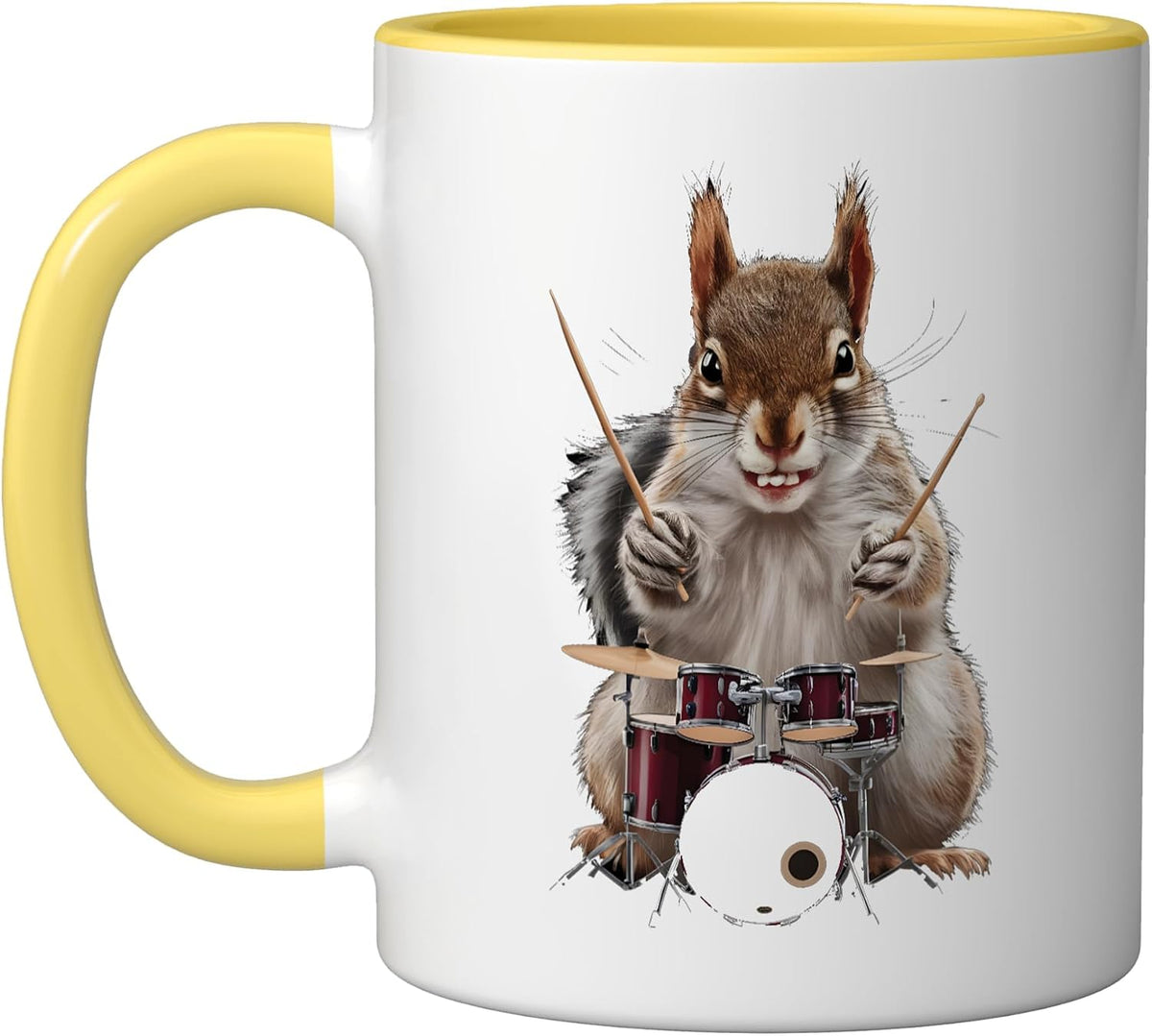 Squirrel Playing Drums Realistic Ceramic Mug