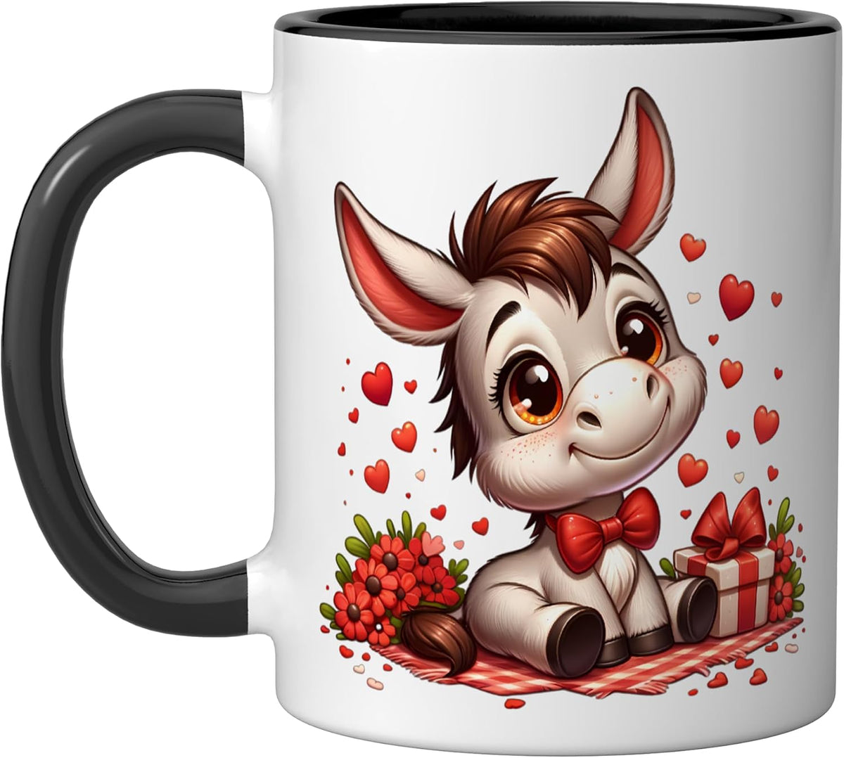 Donkey Valentine Hearts Farm Animal Ceramic Mug