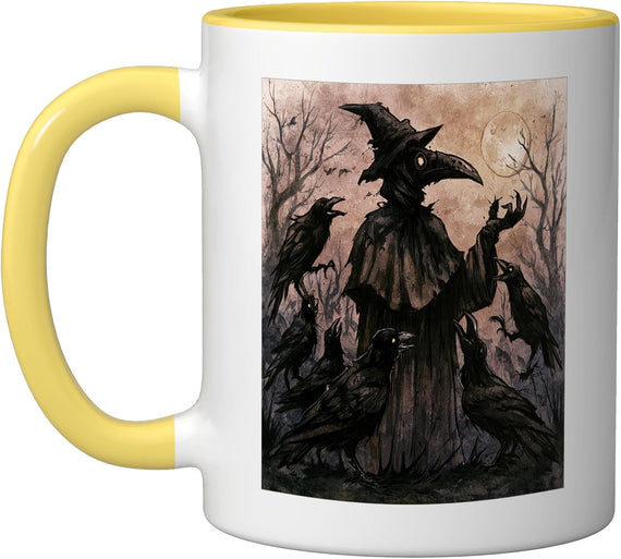 Plague Doctor with Crows Dark Gothic Raven Halloween Horror Mug