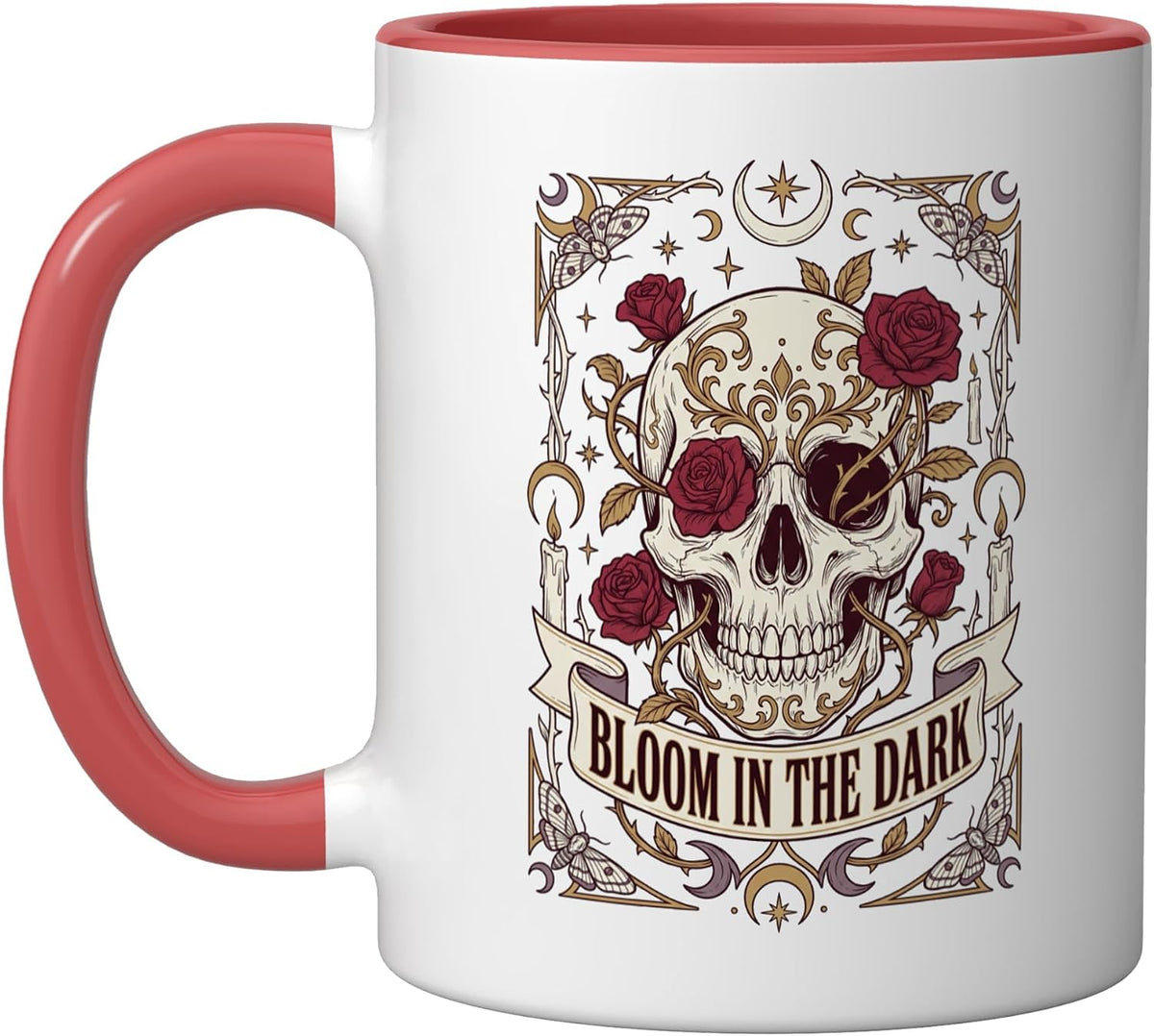 Sugar Skull Day Of The Dead Gothic Floral Red Roses Design Ceramic Mug