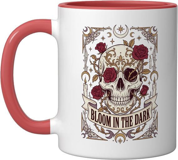 Sugar Skull Day Of The Dead Gothic Floral Red Roses Design Ceramic Mug