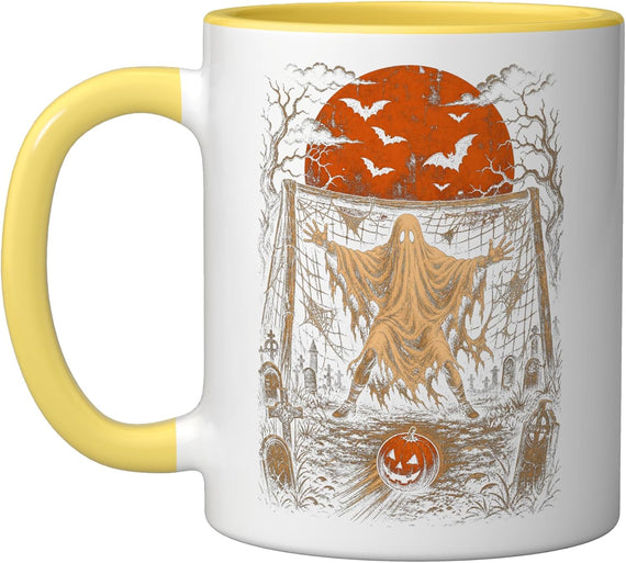 Halloween Soccer Ghost Goalie Haunted Goal Spooky Ceramic Mug
