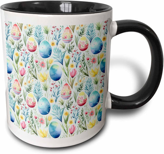 Happy Easter Pattern Of Painted Eggs Ceramic Mug