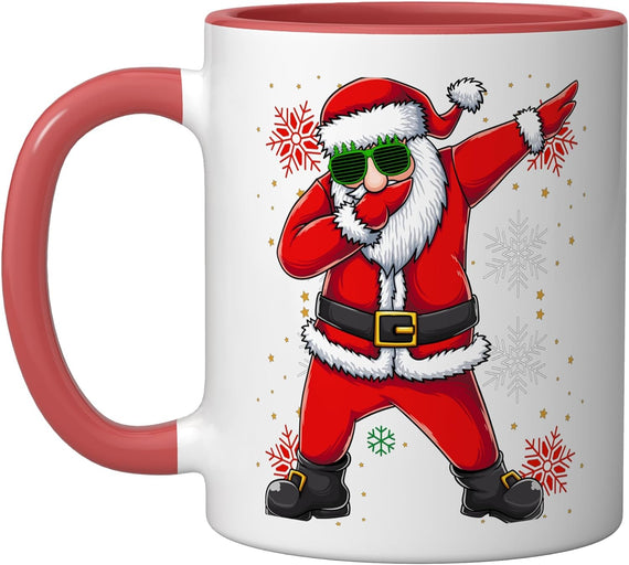Dabbing Santa with Shades Snowflakes Ceramic Mug