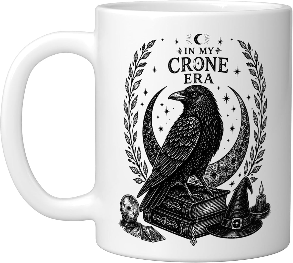 In My Crone Era Witchy Raven Moon Gothic Witchcraft Art Halloween Mug