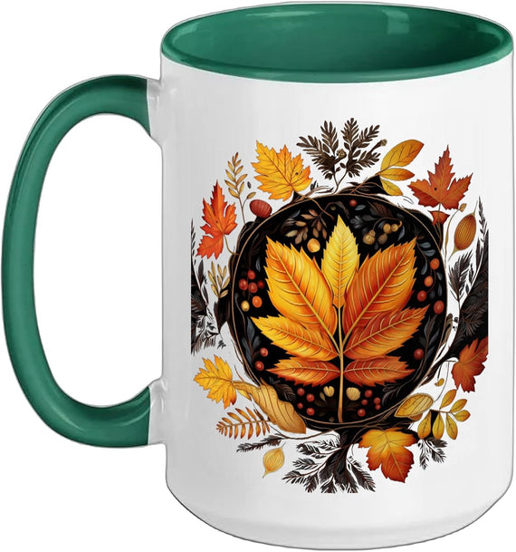 Fall Season Mandala Autumn Leaves Thanksgiving Ceramic Mug