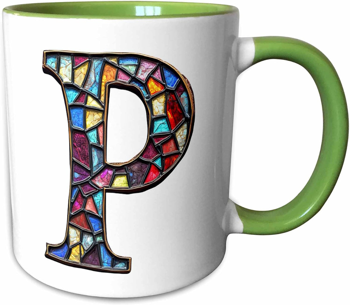 Pretty Image Of Stained Glass Letter P Ceramic Mug