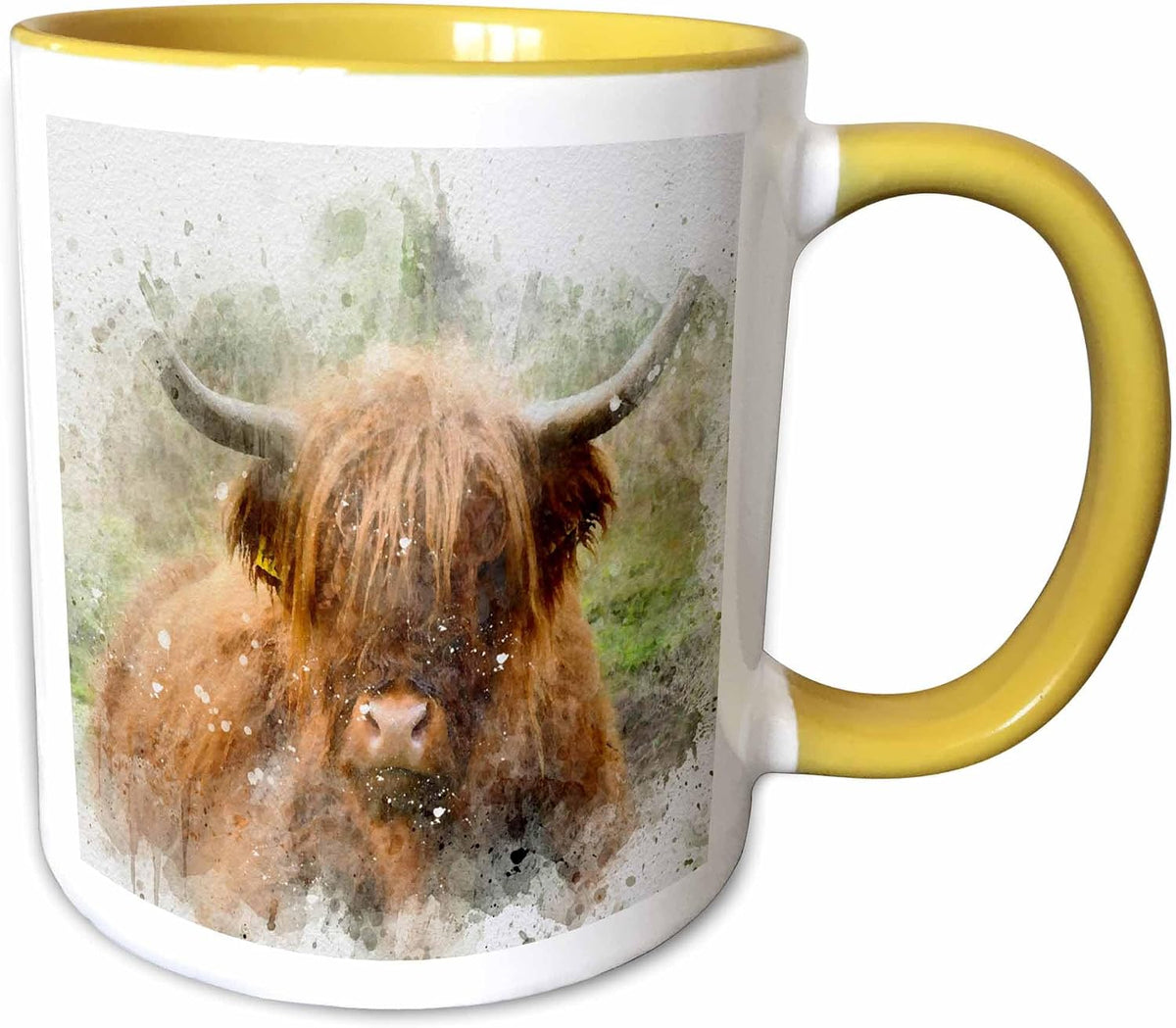 Image Of Watercolor Highland Cow Art Ceramic Mug