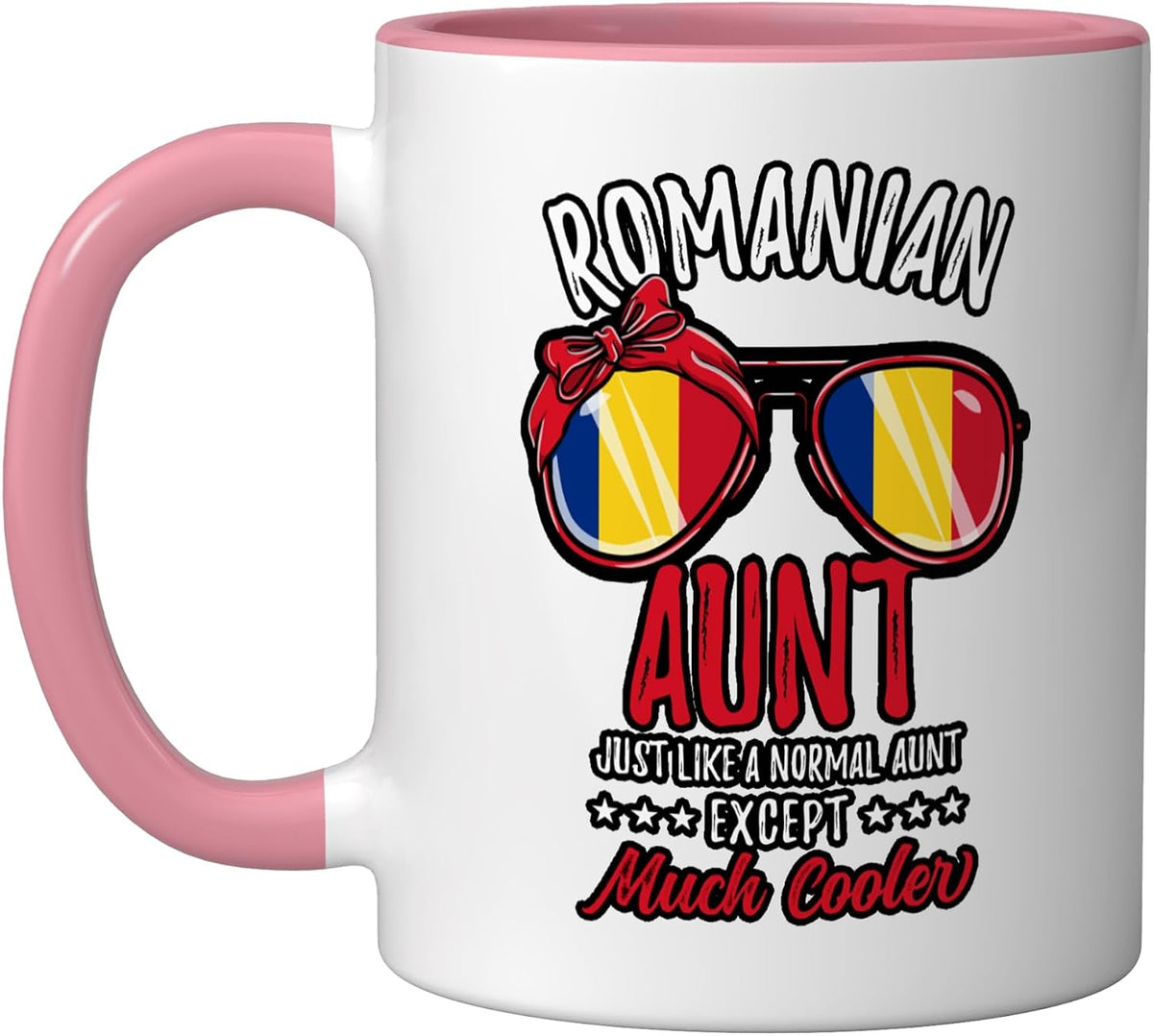 Cool Romanian Aunt Sunglasses Romanian Family Christmas Ceramic Mug