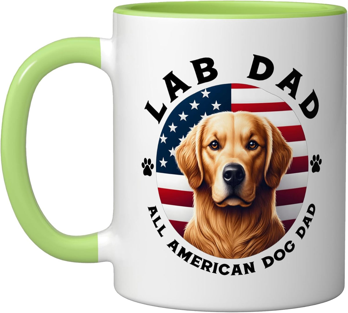Lab Dad All-American Dog Dad Patriotic Flag Yellow Ceramic Mug