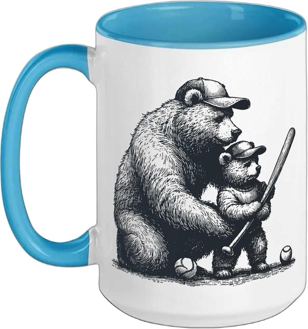 Baseball Bear Dad Son Coaching Vintage Design Christmas Ceramic Mug