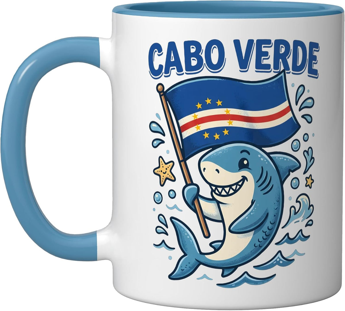 Cabo Verde Flag Shark Boys Girls Cape Cabo Verdeans Ceramic Mug