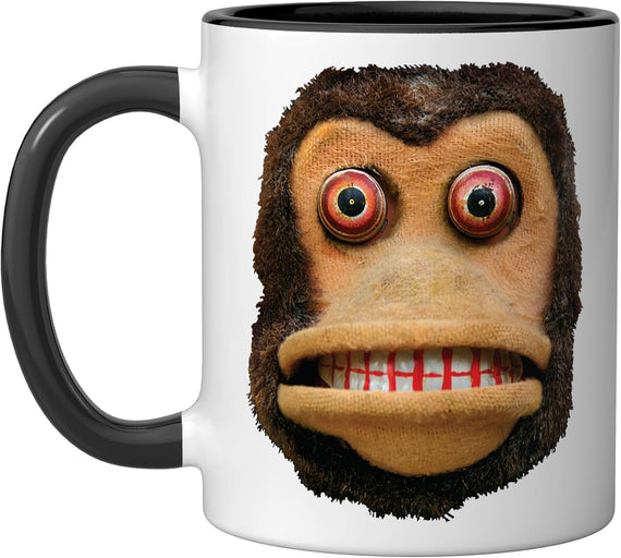 Big Buggy Eyed Monkey Face Cymbal Playing Toy Animal Ceramic Mug