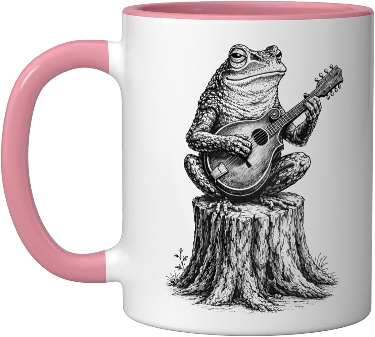 Frog Playing Mandolin Bluegrass Folk Art Americana Design Ceramic Mug