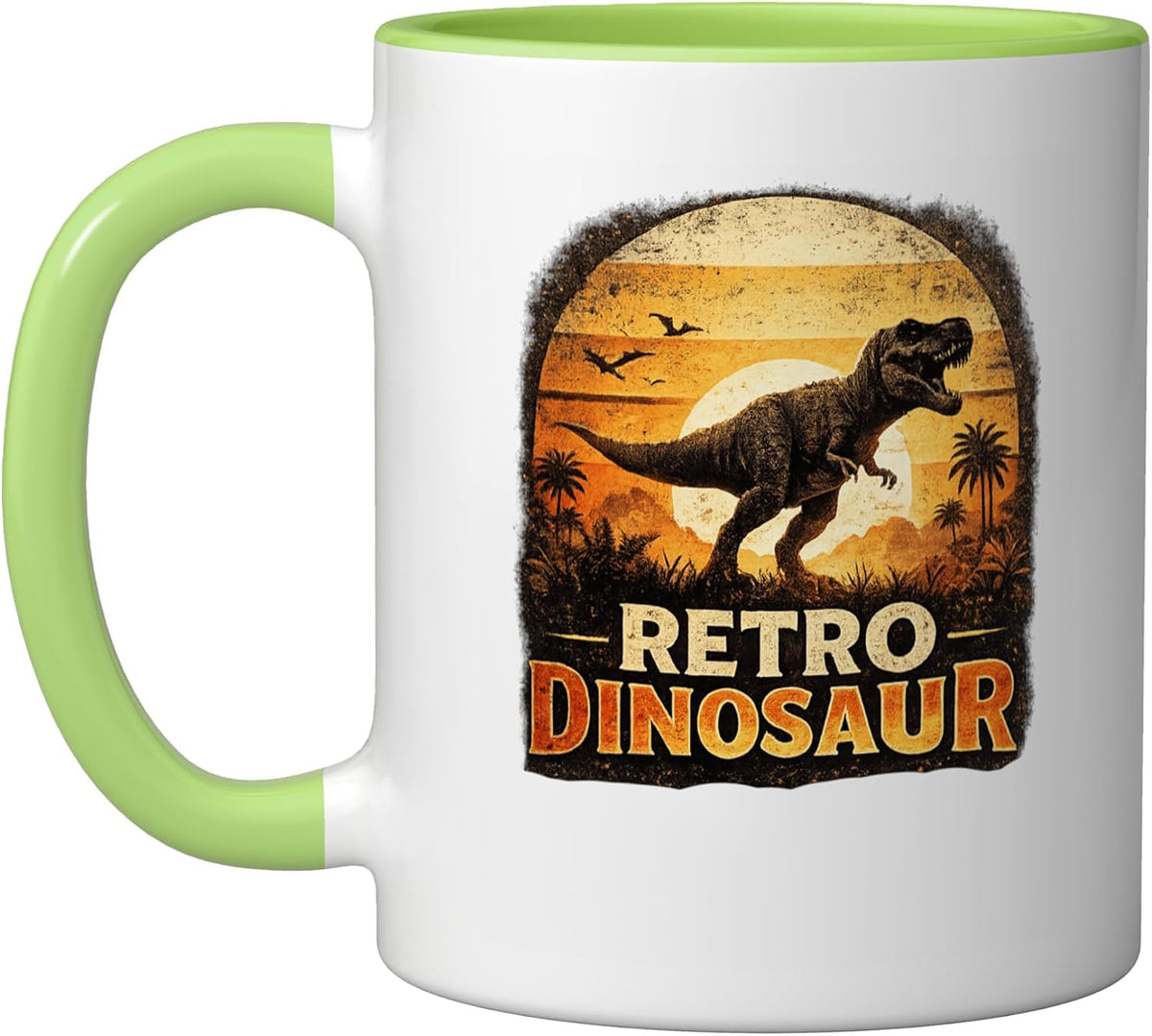 Retro Dinosaur Vintage Sunset Dino Lover Paleontology Ceramic Mug