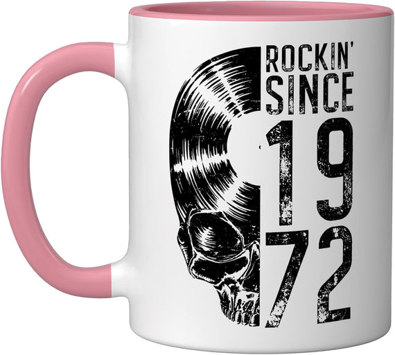 Rockin' Since 1972 Vintage Vinyl Record Lover Gothic Skull Ceramic Mug