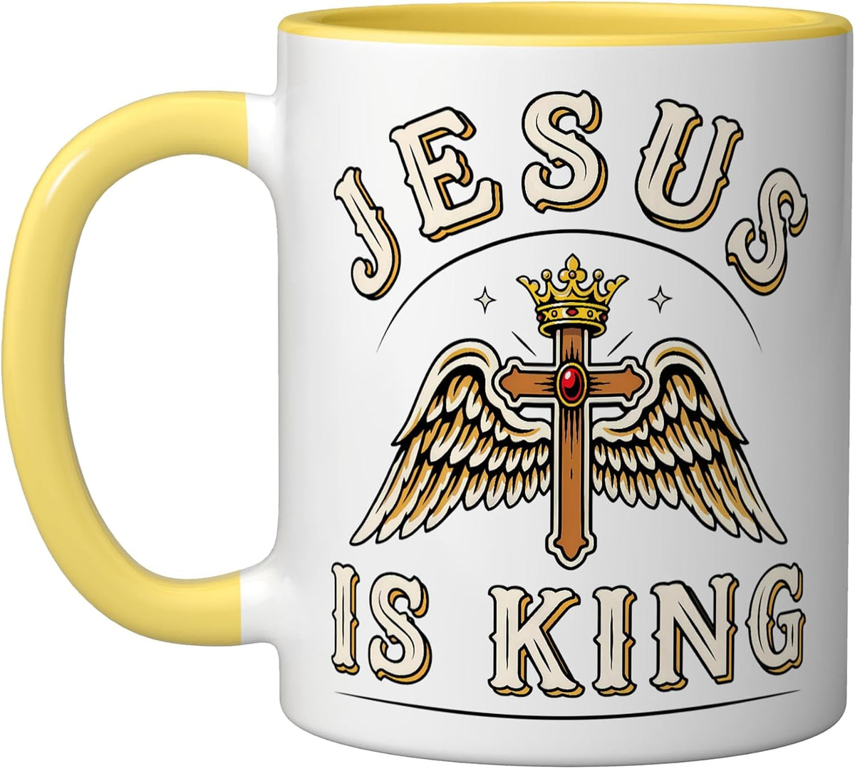 Jesus Is King Winged Cross Christian Worship Believer Ceramic Mug