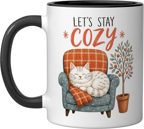 Cozy Sleeping Cat Cottagecore Ceramic Mug