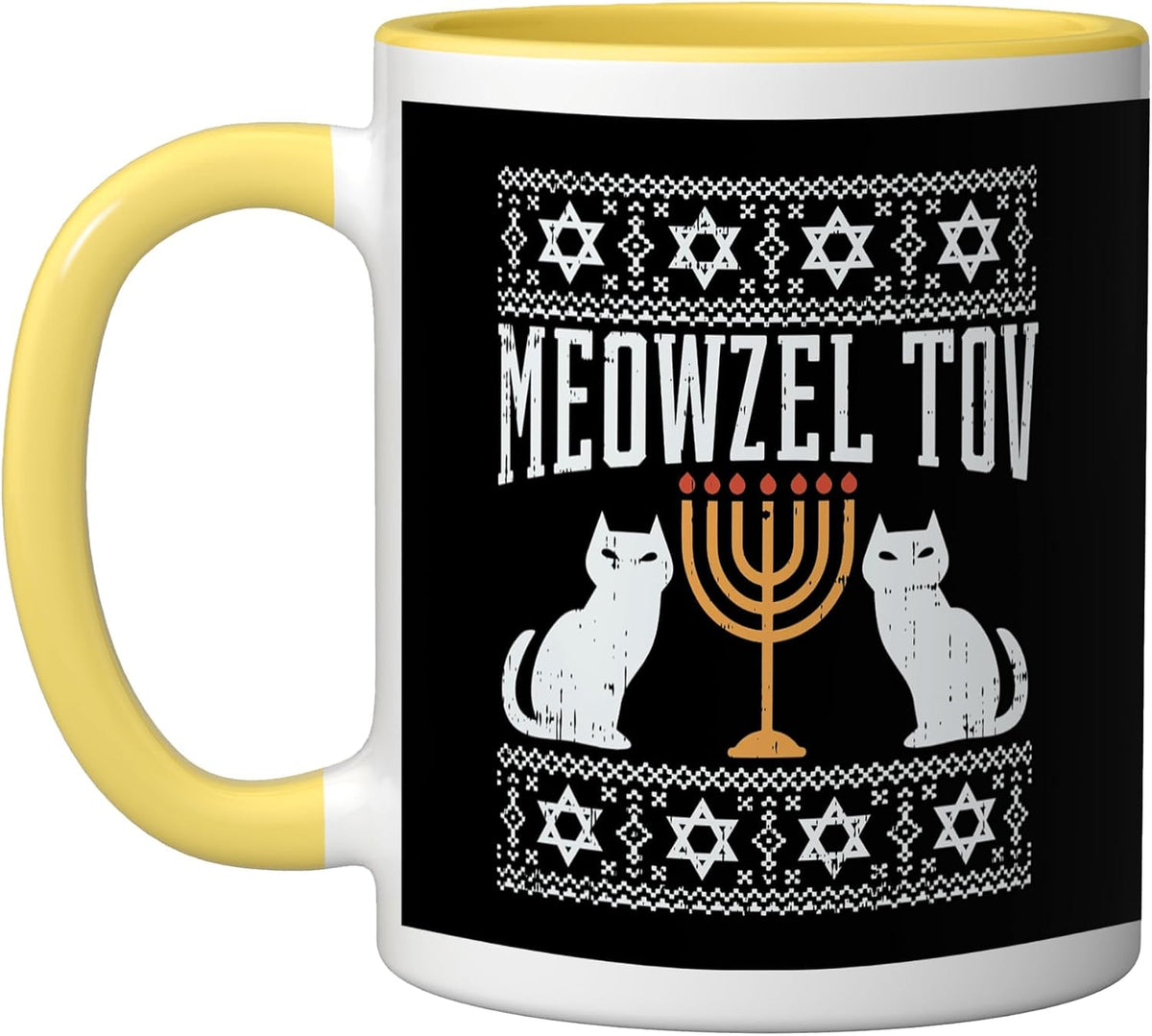 Meowzel Tov Chanukah Jewish Cat Owner Ugly Hanukkah Ceramic Mug