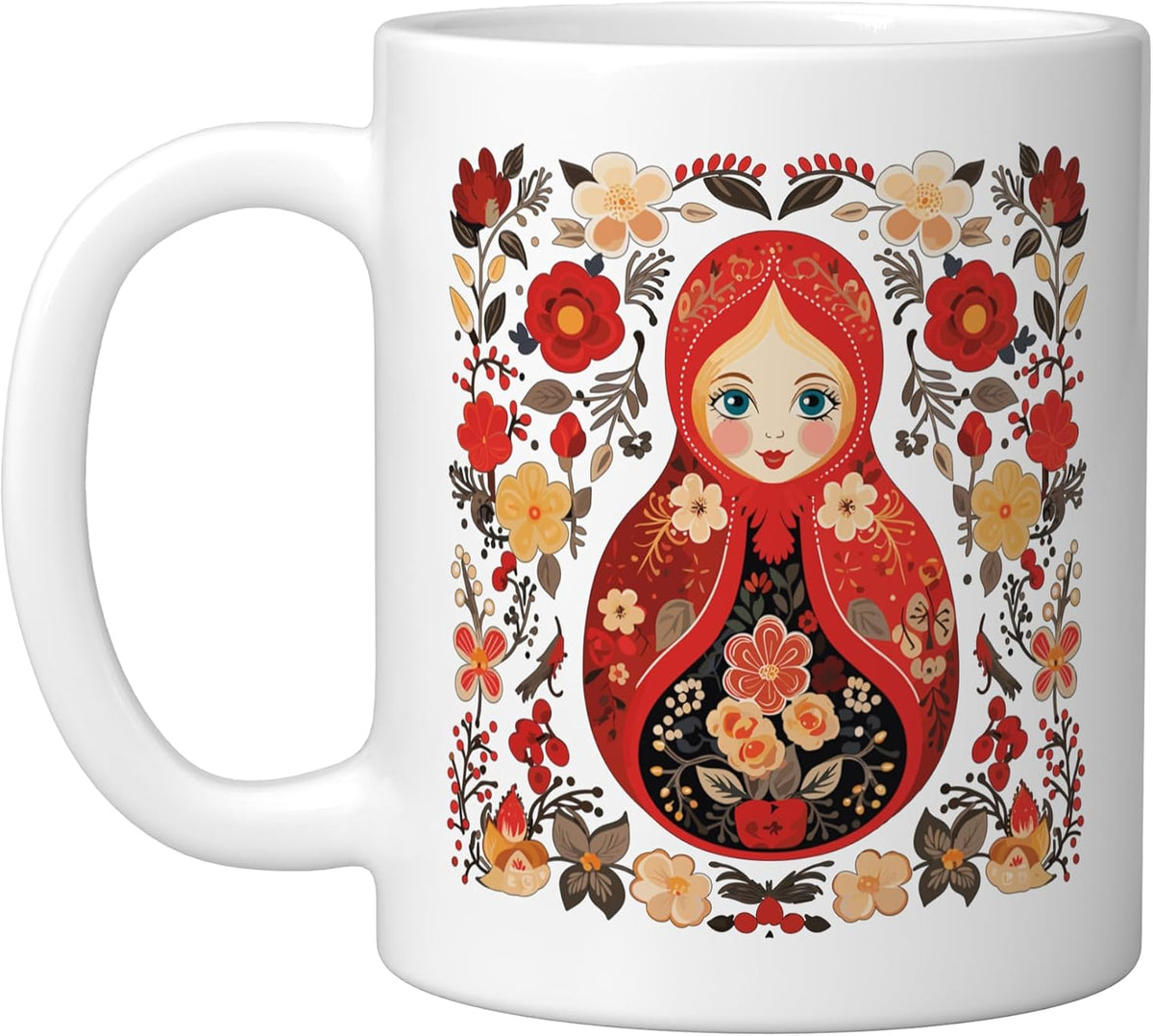 Art Floral Russian Culture Russian Khokhloma Ceramic Mug