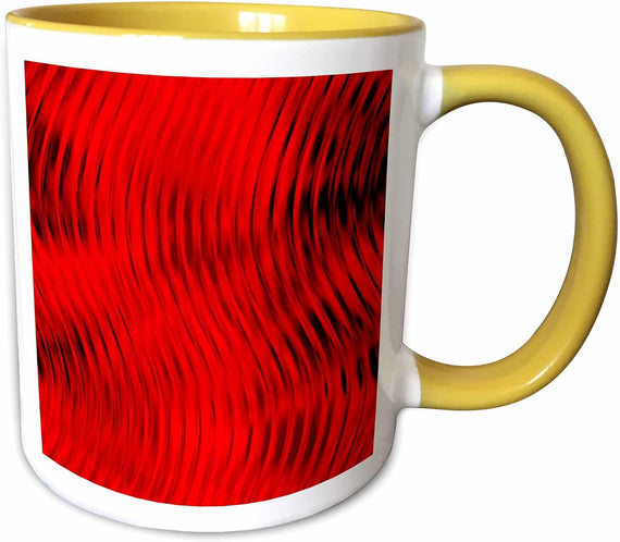 Red Metal Look With Stamped Waves - One Ceramic Mug