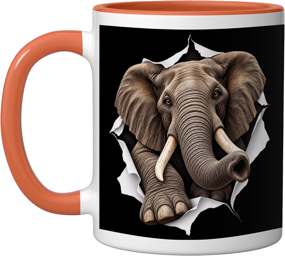 Funny Elephant Peeking Cute Zoo Animal Lover Ceramic Mug