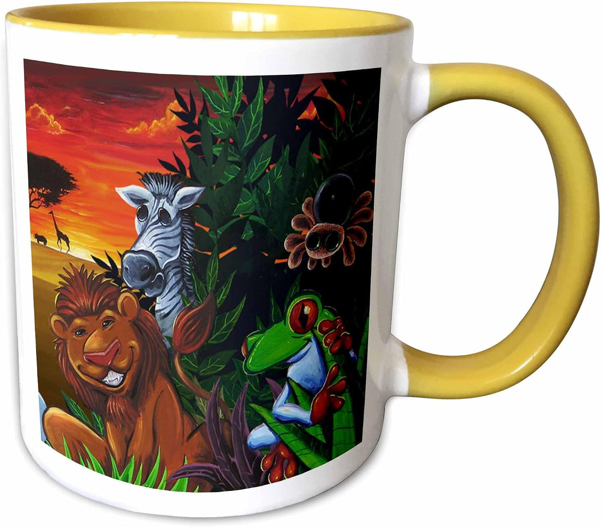 Colorful Jungle Scene With Friendly Animals Ceramic Mug