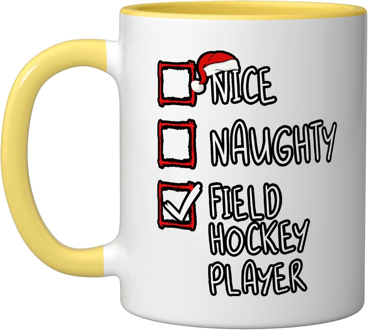 Nice Naughty Field Hockey Player List Christmas Santa Claus Mug
